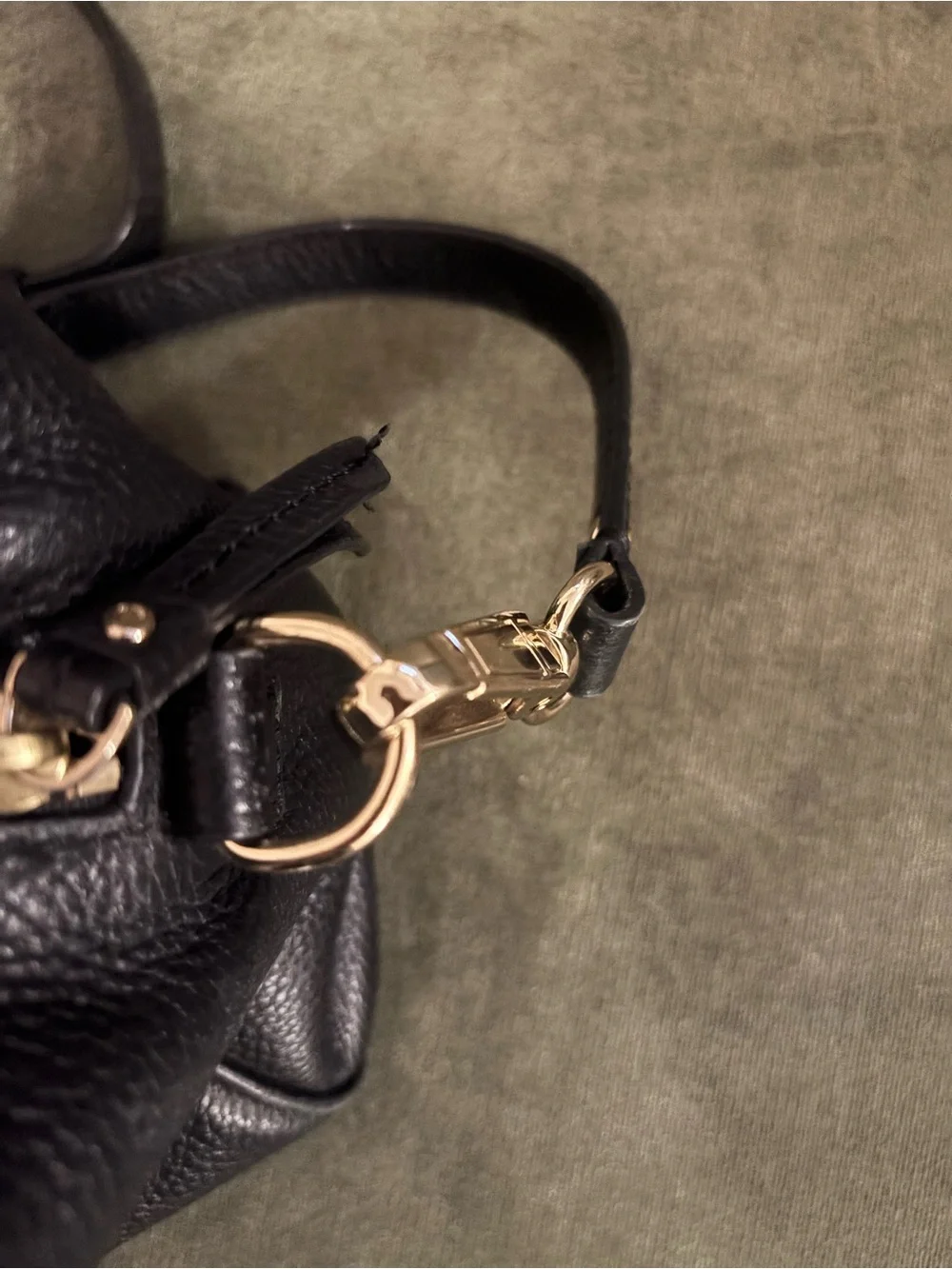 kate spade Black Pebbled Leather Satchel with Gold Logo